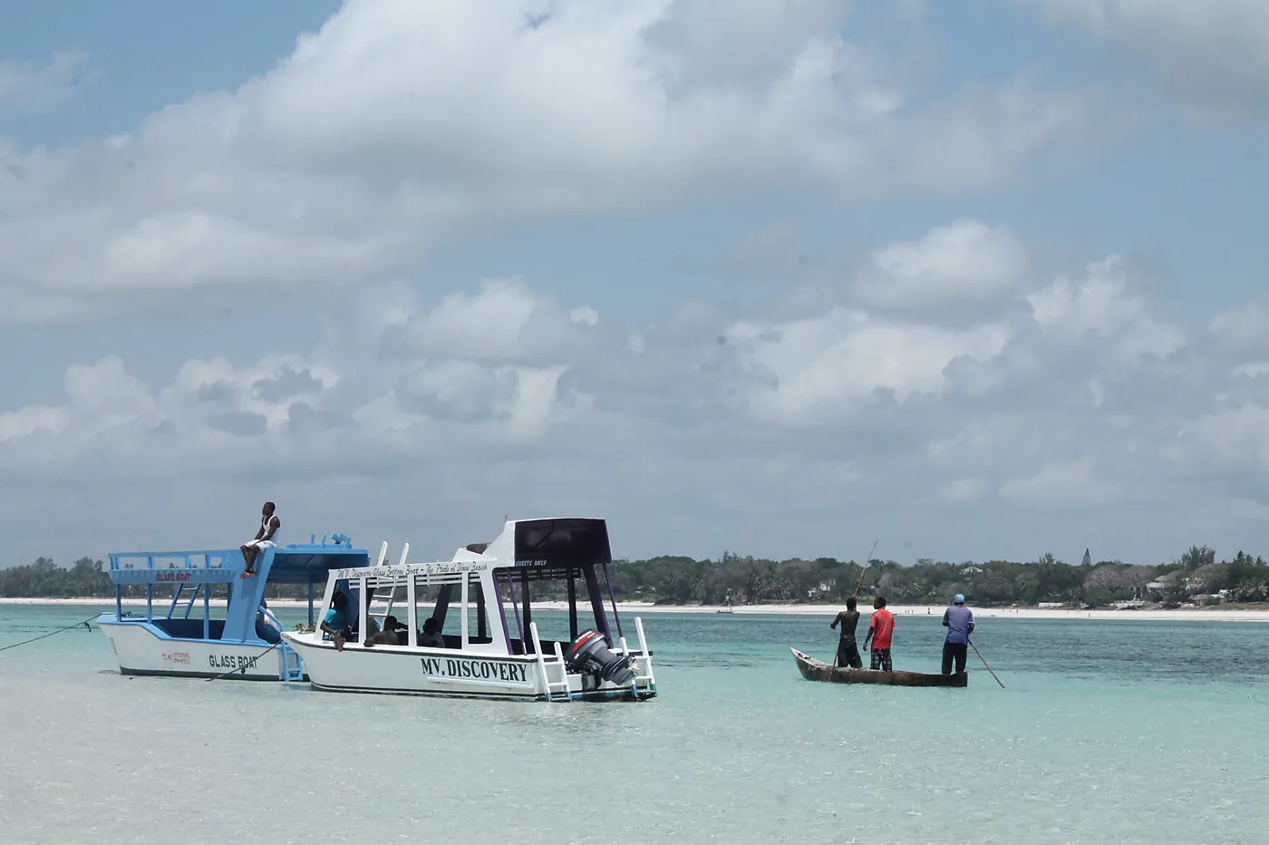 Shallow turquoise water over the reef at Diani